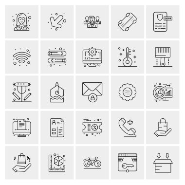 Evrensel yaratıcı simgeler kümesi, web ve mobil uygulamalar ve projeler için basit vektör illüstrasyonları 