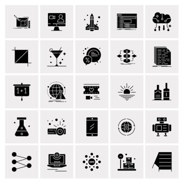 Evrensel yaratıcı simgeler kümesi, web ve mobil uygulamalar ve projeler için basit vektör illüstrasyonları 