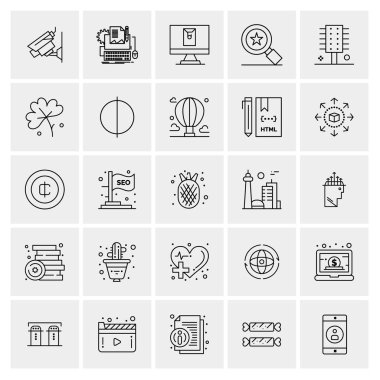 Evrensel yaratıcı simgeler kümesi, web ve mobil uygulamalar ve projeler için basit vektör illüstrasyonları 