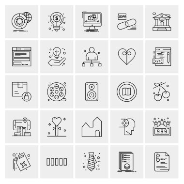 Evrensel yaratıcı simgeler kümesi, web ve mobil uygulamalar ve projeler için basit vektör illüstrasyonları 