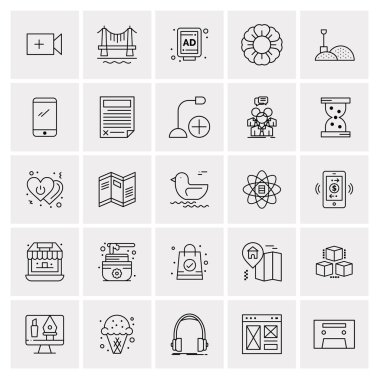 Evrensel yaratıcı simgeler kümesi, web ve mobil uygulamalar ve projeler için basit vektör illüstrasyonları 