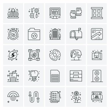 Evrensel yaratıcı simgeler kümesi, web ve mobil uygulamalar ve projeler için basit vektör illüstrasyonları 