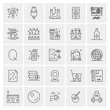 Evrensel yaratıcı simgeler kümesi, web ve mobil uygulamalar ve projeler için basit vektör illüstrasyonları 