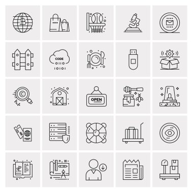 Evrensel yaratıcı simgeler kümesi, web ve mobil uygulamalar ve projeler için basit vektör illüstrasyonları 