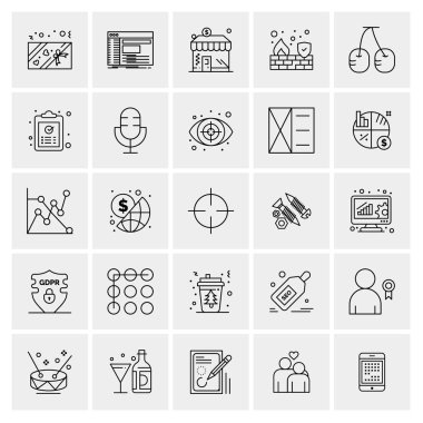 Evrensel yaratıcı simgeler kümesi, web ve mobil uygulamalar ve projeler için basit vektör illüstrasyonları 