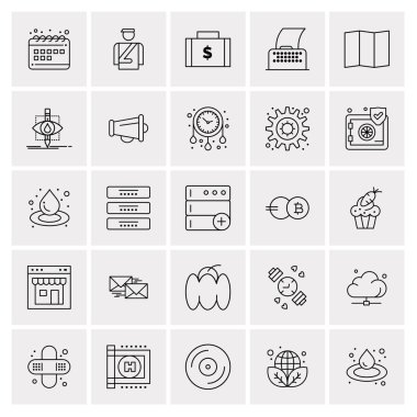 Evrensel yaratıcı simgeler kümesi, web ve mobil uygulamalar ve projeler için basit vektör illüstrasyonları 