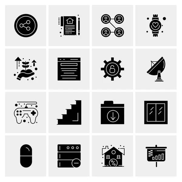 Set of 16 Universal Icons Business Vector — 스톡 벡터