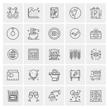 Evrensel yaratıcı simgeler kümesi, web ve mobil uygulamalar ve projeler için basit vektör illüstrasyonları 