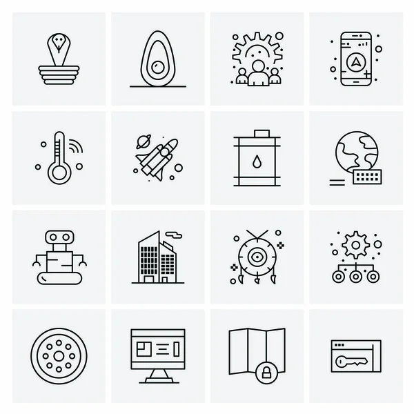 Set of 16 Universal Icons Business Vector — 스톡 벡터