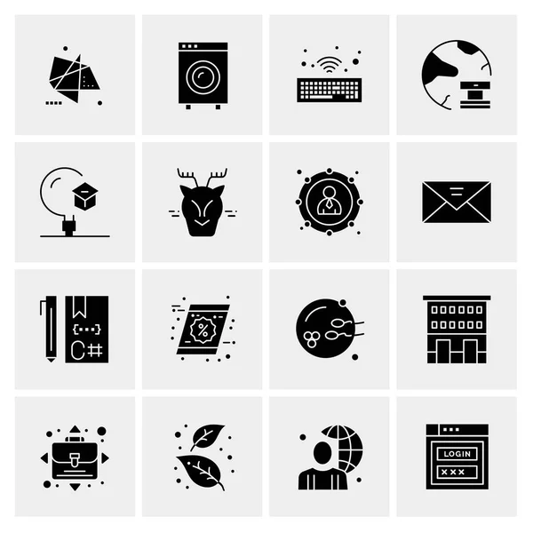 Set of 16 Universal Icons Business Vector — 스톡 벡터