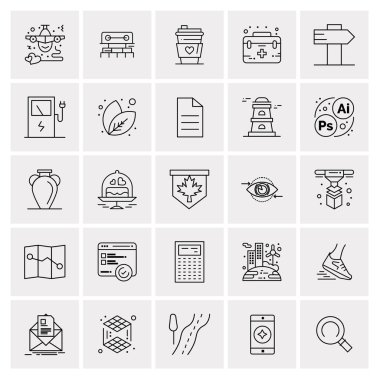 Evrensel yaratıcı simgeler kümesi, web ve mobil uygulamalar ve projeler için basit vektör illüstrasyonları 