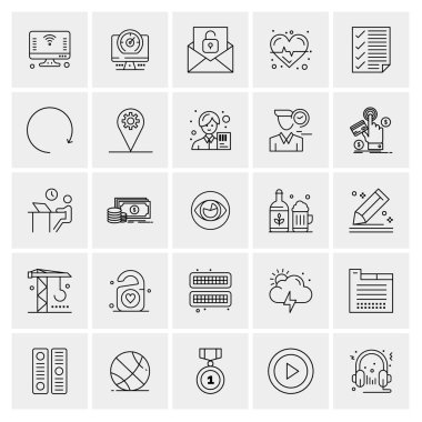 25 Evrensel İş Simgesi Vektörü Kümesi