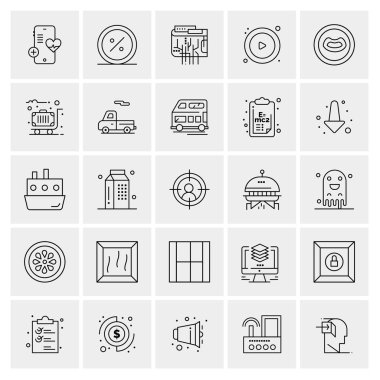 Evrensel yaratıcı simgeler kümesi, web ve mobil uygulamalar ve projeler için basit vektör illüstrasyonları 