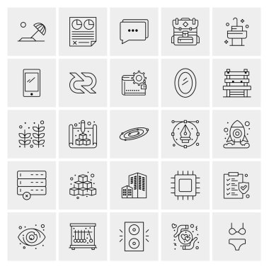 Evrensel yaratıcı simgeler kümesi, web ve mobil uygulamalar ve projeler için basit vektör illüstrasyonları 