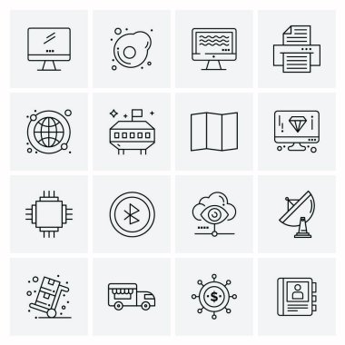 16 Evrensel İş Simgeleri Vektörü. Web ve Mobil İlişkili projelerde kullanılacak yaratıcı Simge İllüstrasyonu.