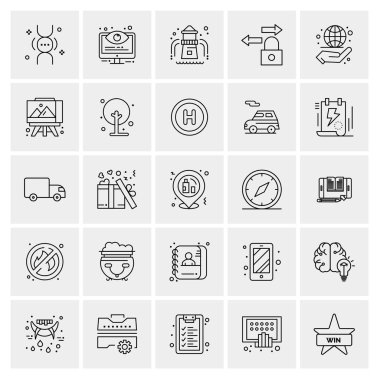 Evrensel yaratıcı simgeler kümesi, web ve mobil uygulamalar ve projeler için basit vektör illüstrasyonları 