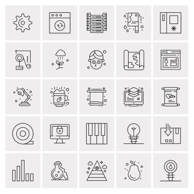 Evrensel yaratıcı simgeler kümesi, web ve mobil uygulamalar ve projeler için basit vektör illüstrasyonları 