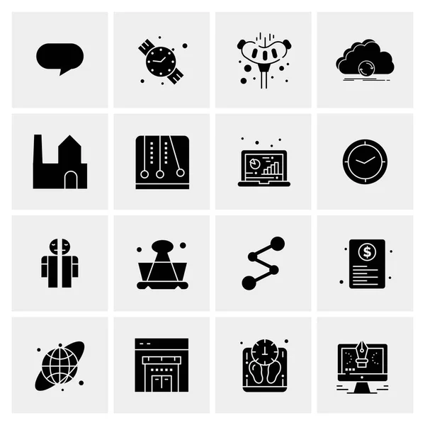 Set of 16 Universal Icons Business Vector — 스톡 벡터