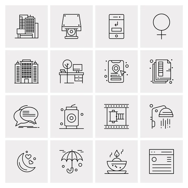 Set van 16 universele Pictogrammen Business Vector — Stockvector