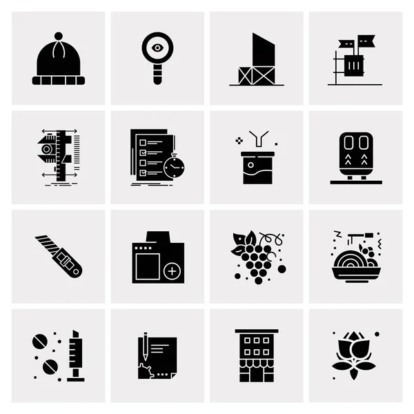 Set of 16 Universal Icons Business Vector — 스톡 벡터