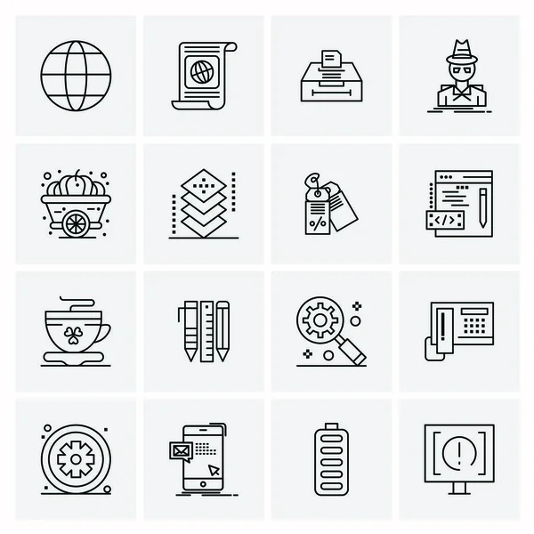 Set van 16 universele Pictogrammen Business Vector — Stockvector