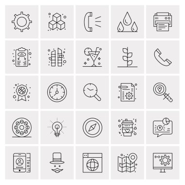 Evrensel yaratıcı simgeler kümesi, web ve mobil uygulamalar ve projeler için basit vektör illüstrasyonları 