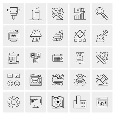 Evrensel yaratıcı simgeler kümesi, web ve mobil uygulamalar ve projeler için basit vektör illüstrasyonları 