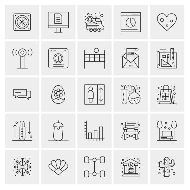 Evrensel yaratıcı simgeler kümesi, web ve mobil uygulamalar ve projeler için basit vektör illüstrasyonları 