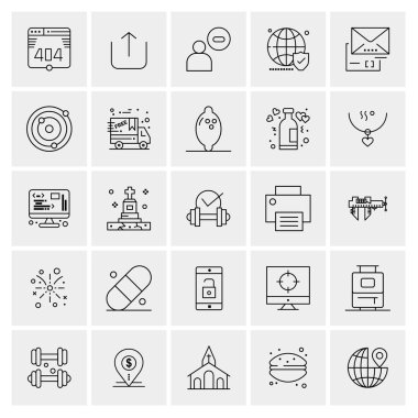 Evrensel yaratıcı simgeler kümesi, web ve mobil uygulamalar ve projeler için basit vektör illüstrasyonları 