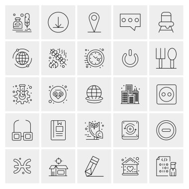 Evrensel yaratıcı simgeler kümesi, web ve mobil uygulamalar ve projeler için basit vektör illüstrasyonları 