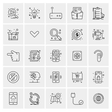 Evrensel yaratıcı simgeler kümesi, web ve mobil uygulamalar ve projeler için basit vektör illüstrasyonları 