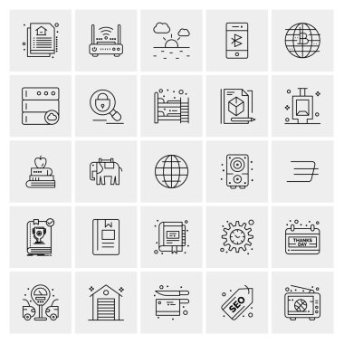 Evrensel yaratıcı simgeler kümesi, web ve mobil uygulamalar ve projeler için basit vektör illüstrasyonları 