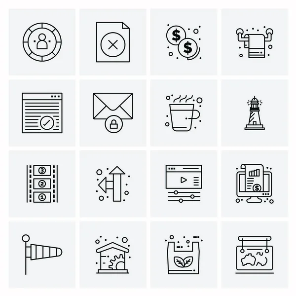 Conjunto de 16 iconos universales Vector de negocios — Vector de stock