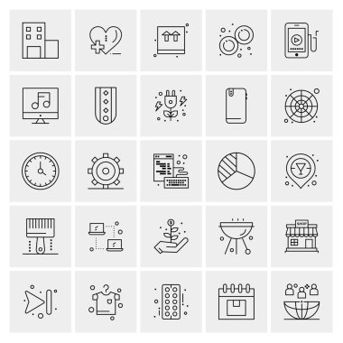 Evrensel yaratıcı simgeler kümesi, web ve mobil uygulamalar ve projeler için basit vektör illüstrasyonları 