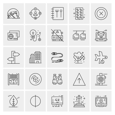 Evrensel yaratıcı simgeler kümesi, web ve mobil uygulamalar ve projeler için basit vektör illüstrasyonları 