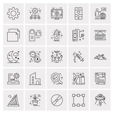 Evrensel yaratıcı simgeler kümesi, web ve mobil uygulamalar ve projeler için basit vektör illüstrasyonları 