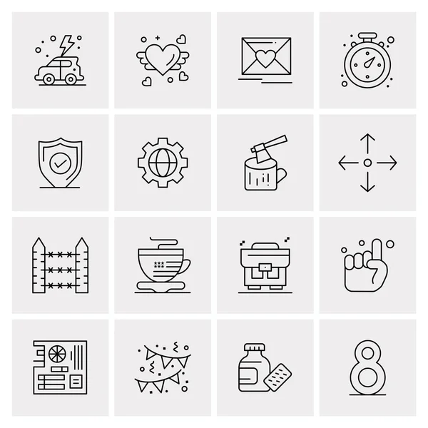 Conjunto de 16 iconos universales Vector de negocios — Vector de stock