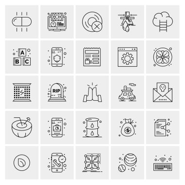 Evrensel yaratıcı simgeler kümesi, web ve mobil uygulamalar ve projeler için basit vektör illüstrasyonları 