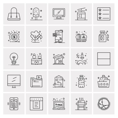 Evrensel yaratıcı simgeler kümesi, web ve mobil uygulamalar ve projeler için basit vektör illüstrasyonları 