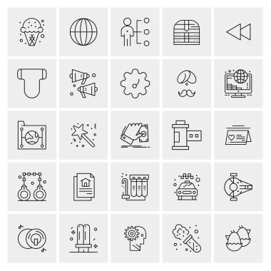 Evrensel yaratıcı simgeler kümesi, web ve mobil uygulamalar ve projeler için basit vektör illüstrasyonları 