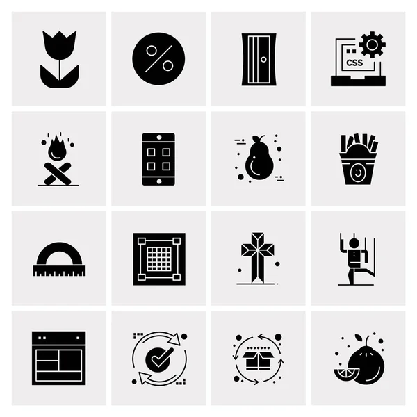 Set of 16 Universal Icons Business Vector — 스톡 벡터