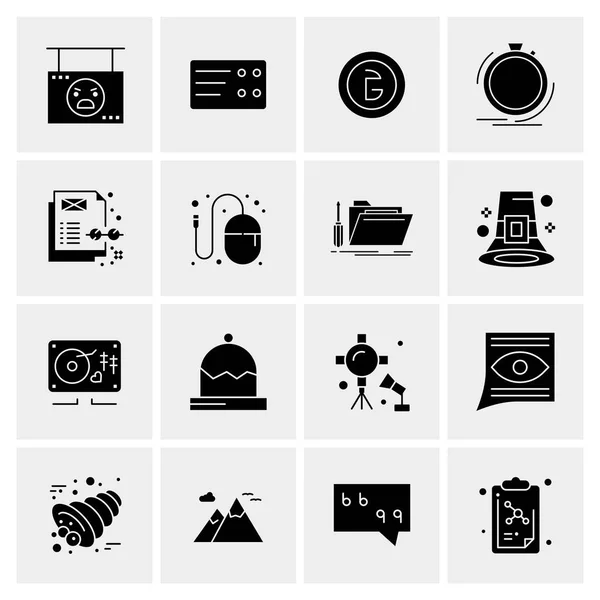 Set of 16 Universal Icons Business Vector — 스톡 벡터