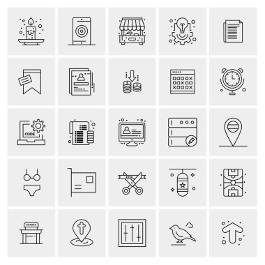 Evrensel yaratıcı simgeler kümesi, web ve mobil uygulamalar ve projeler için basit vektör illüstrasyonları 