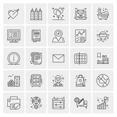 25 Evrensel İş Simgesi Vektörü Kümesi