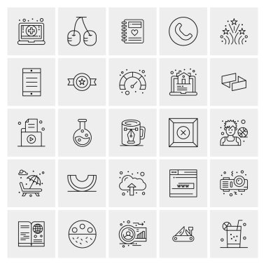 Evrensel yaratıcı simgeler kümesi, web ve mobil uygulamalar ve projeler için basit vektör illüstrasyonları 