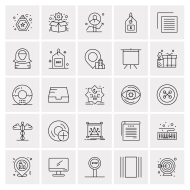 Evrensel yaratıcı simgeler kümesi, web ve mobil uygulamalar ve projeler için basit vektör illüstrasyonları 