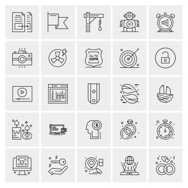 Evrensel yaratıcı simgeler kümesi, web ve mobil uygulamalar ve projeler için basit vektör illüstrasyonları 