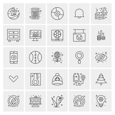 Evrensel yaratıcı simgeler kümesi, web ve mobil uygulamalar ve projeler için basit vektör illüstrasyonları 