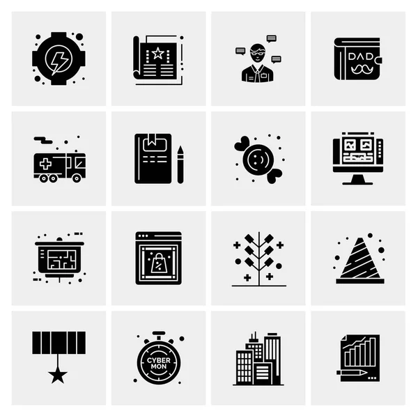 Set of 16 Universal Icons Business Vector — 스톡 벡터