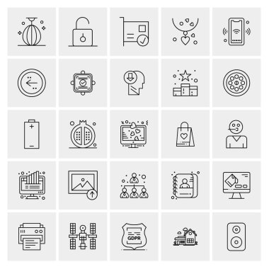 Evrensel yaratıcı simgeler kümesi, web ve mobil uygulamalar ve projeler için basit vektör illüstrasyonları 